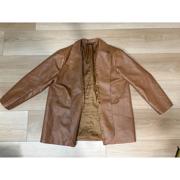 Nasty Gal Jackets & Blazers - Nasty Gal Collection Faux Leather Blazer Jacket Tan Brown Size US 10 Lined